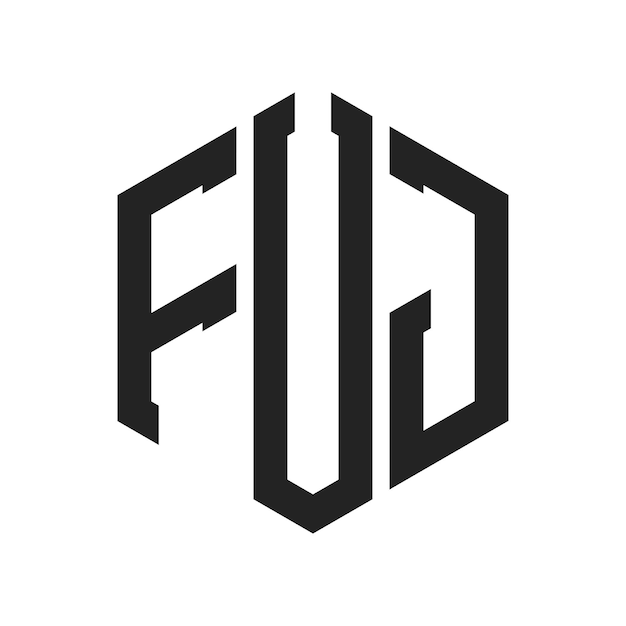 Diseño del logotipo de FUJ Letra inicial FUJ Monograma Logotipo con forma de hexágono