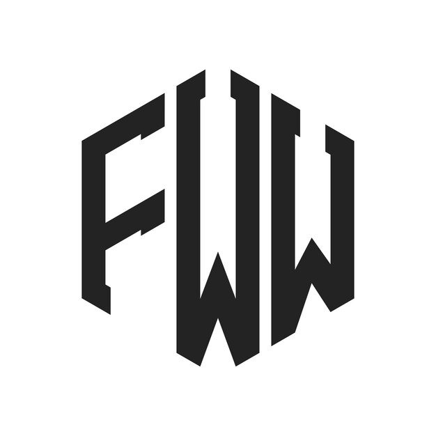 Diseño del logotipo FWW Letra inicial FWW Monograma Logotipo con forma de hexágono