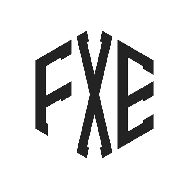 Diseño del logotipo de FXE Letra inicial Monograma de FXE Logotipo con forma de hexágono