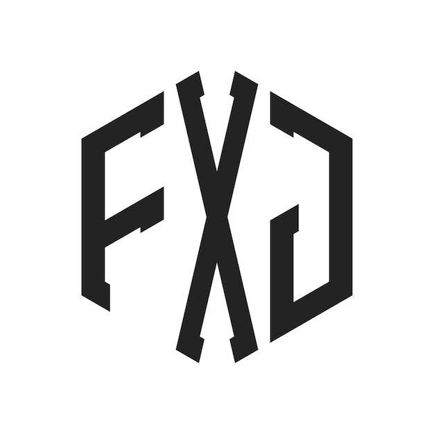 Diseño del logotipo de FXJ Letra inicial Monograma de FXJ Logotipo con forma de hexágono