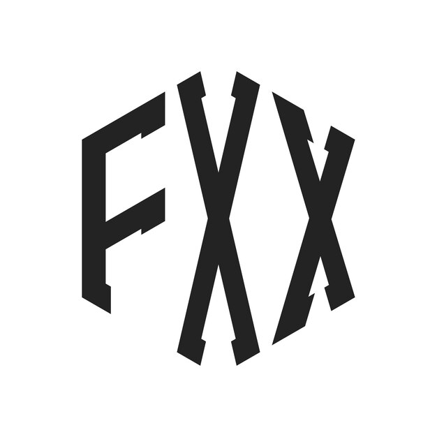 Diseño del logotipo FXX Letra inicial FXX Monograma Logotipo con forma de hexágono