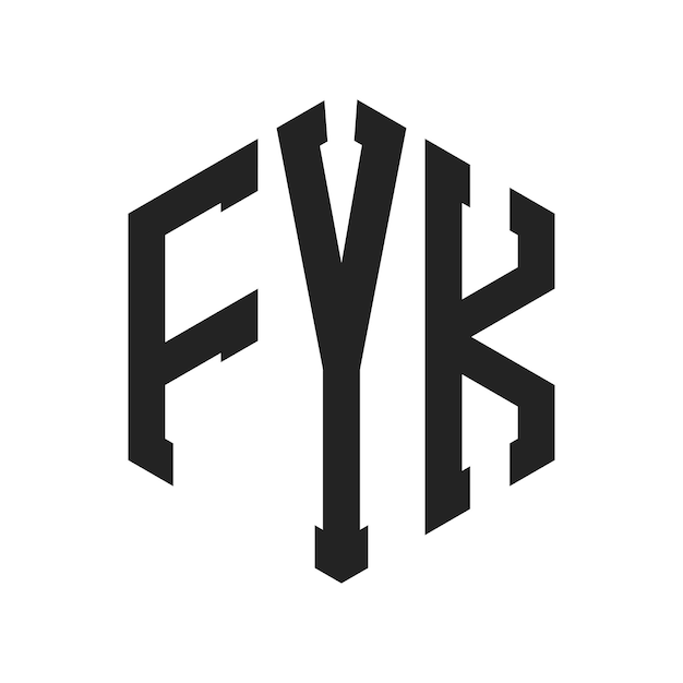 Diseño del logotipo FYK Letra inicial FYK Monograma Logotipo con forma de hexágono