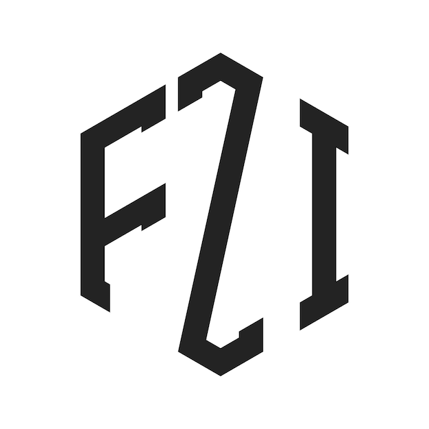 Diseño del logotipo FZI Letra inicial FZI Monograma Logotipo con forma de hexágono