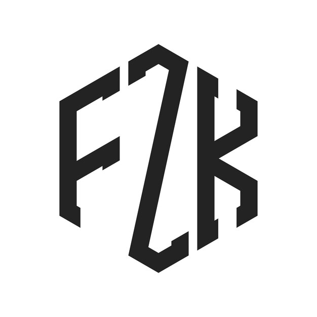 Diseño del logotipo de FZK Letra inicial FZK Monograma Logotipo con forma de hexágono