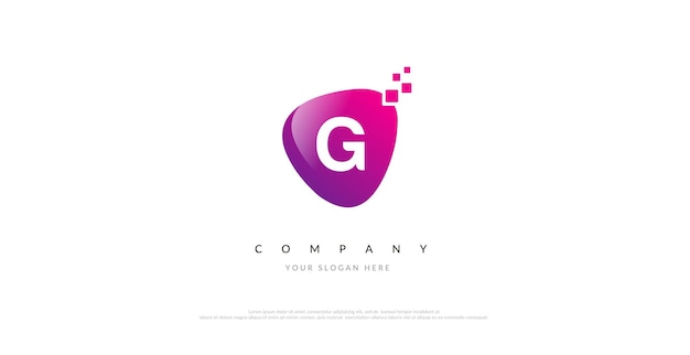 Diseño de logotipo g inicial con símbolo digital