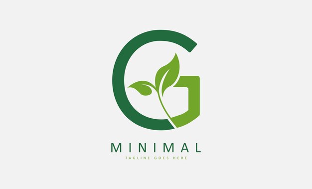 El diseño del logotipo de G Minimal Green Leaf G Logo