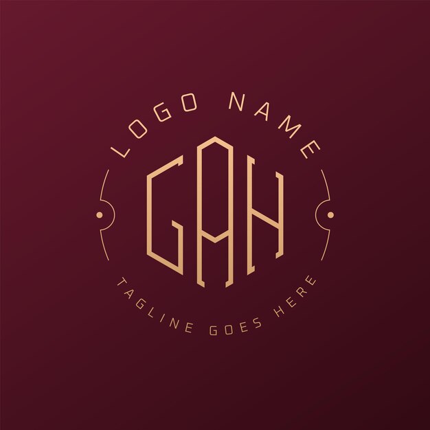 Diseño de logotipo GAH de lujo Letra elegante GAH Monograma Logotipo minimalista Poligono GAH Templata de diseño de logotipo
