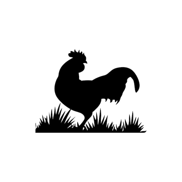 Diseño de logotipo de gallo en campo blanco y negro.