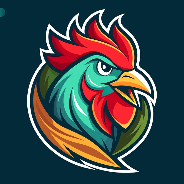 Diseño del logotipo del gallo feroz Ilustración de la mascota aviar vibrante y audaz