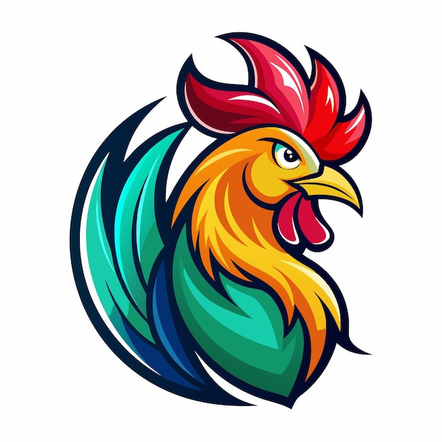 Diseño del logotipo del gallo feroz Ilustración de la mascota aviar vibrante y audaz