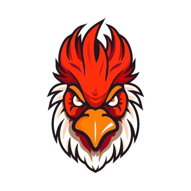 Vector diseño de logotipo de gallo linda cabeza de gallo imagen de un gallo en estilo plano