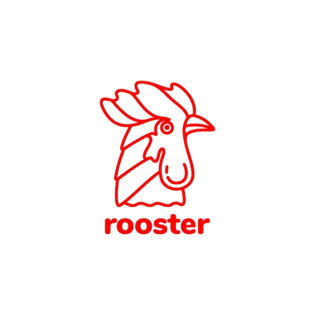 Diseño de logotipo de gallo rojo de arte de cabeza