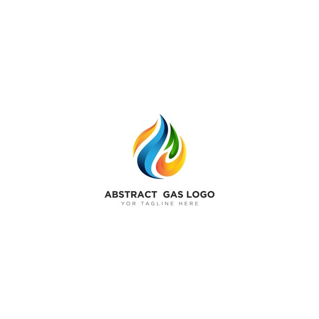 Diseño de logotipo de gas abstracto con hoja y llama