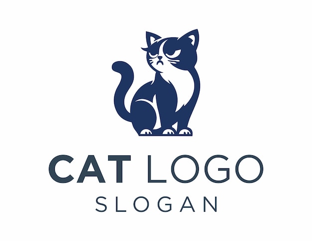 Diseño del logotipo del gato creado usando la aplicación Corel Draw 2018 en un fondo blanco