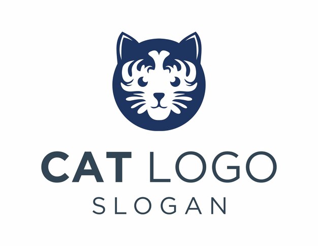 Diseño del logotipo del gato creado usando la aplicación Corel Draw 2018 en un fondo blanco