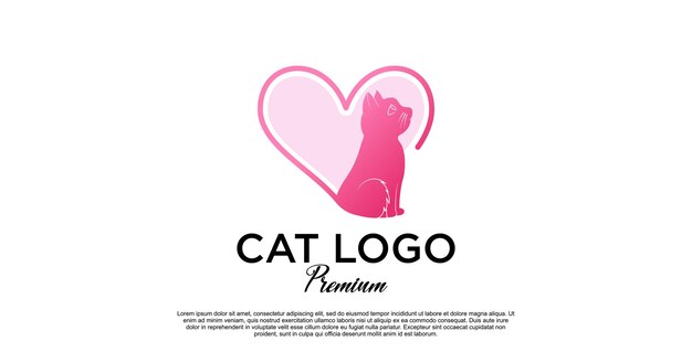 Diseño de logotipo de gato con estilo creativo único Vector Premium