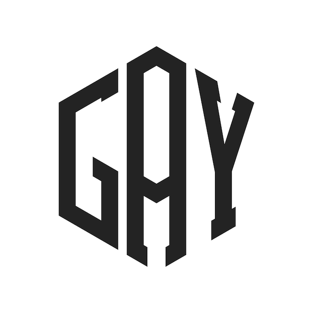 Diseño del logotipo de GAY Letra inicial del monograma de GAY Logotipo con forma de hexágono