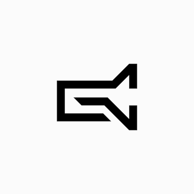 diseño de logotipo GC con letras en blanco y negro