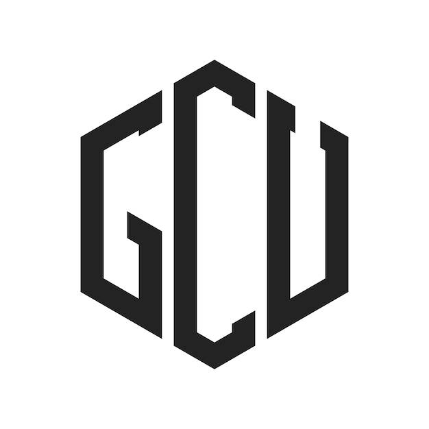Diseño del logotipo de GCU Letra inicial GCU Monograma Logotipo con forma de hexágono