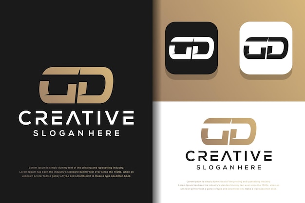 Diseño de logotipo GD de letra de monograma abstracto