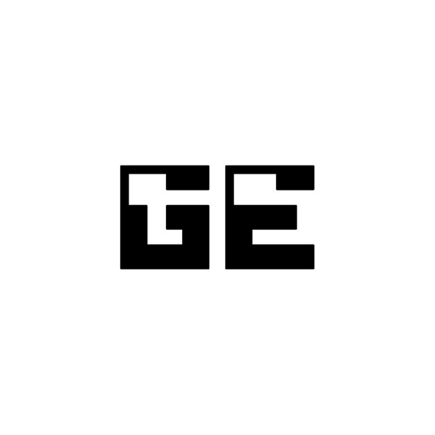 El diseño del logotipo GE monograma letra texto nombre símbolo monocromático logotipo alfabeto carácter logotipo simple