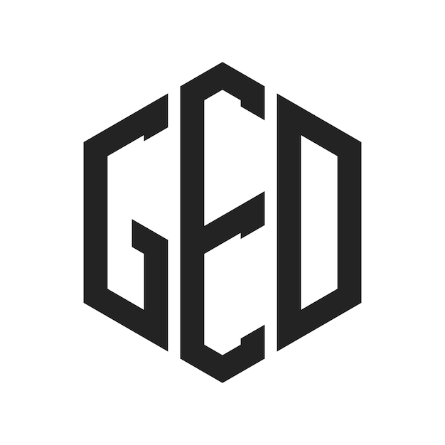 Diseño del logotipo GED Letra inicial GED Monograma Logotipo con forma de hexágono