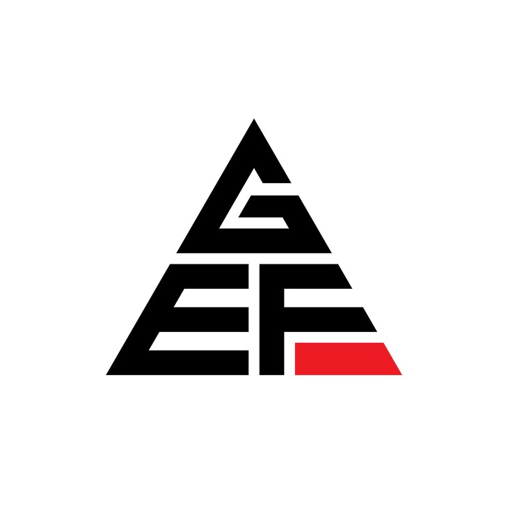Vector el diseño del logotipo del gef triángulo con forma de triángulo gef diseño de logotipo triángulo monograma gef logotipo vectorial triángulo de plantilla con color rojo gef logotipo triangular sencillo elegante y lujoso