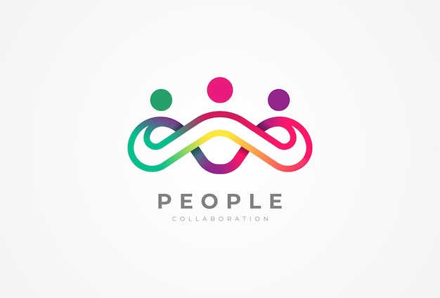Diseño de logotipo de la gente Logotipo de la comunidad con color gradiente Elemento de plantilla de diseño de logotipio de la gente