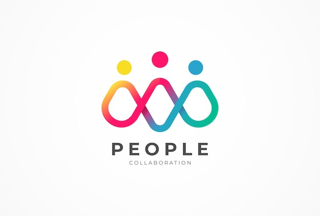 Diseño de logotipo de la gente Logotipo de la comunidad con color gradiente Elemento de plantilla de diseño de logotipio de la gente