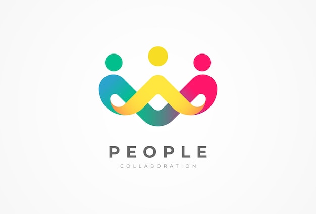 Diseño de logotipo de la gente Logotipo de la comunidad con gradiente de color Elemento de diseño de logotipio de la gente