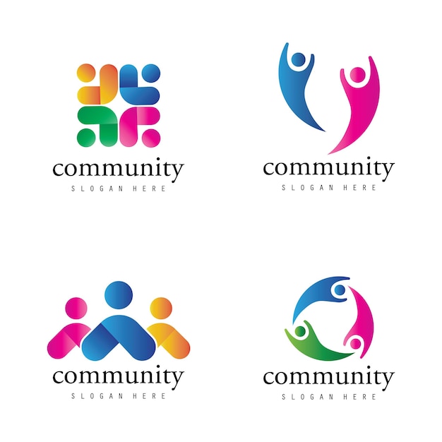 Diseño de logotipo de la gente Logotipo humano de la comunidad con color gradiente plantilla de diseño de logotipo vectorial de la gente