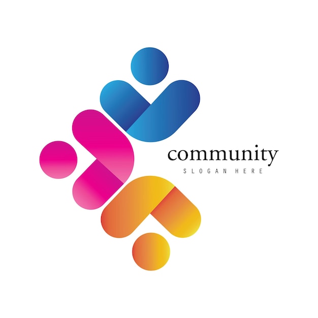 Diseño de logotipo de la gente Logotipo humano de la comunidad con color gradiente plantilla de diseño de logotipo vectorial de la gente