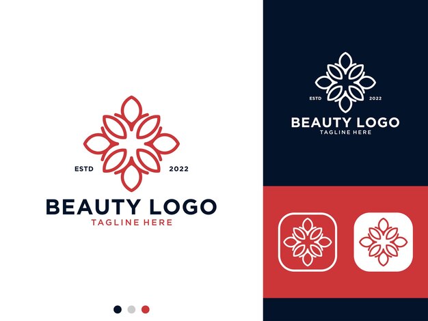 Diseño de logotipo de geometría de flor de belleza