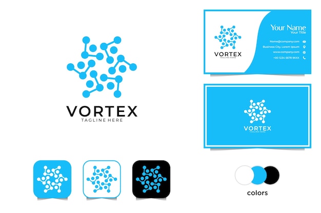 Diseño de logotipo de geometría de vórtice y tarjeta de visita.