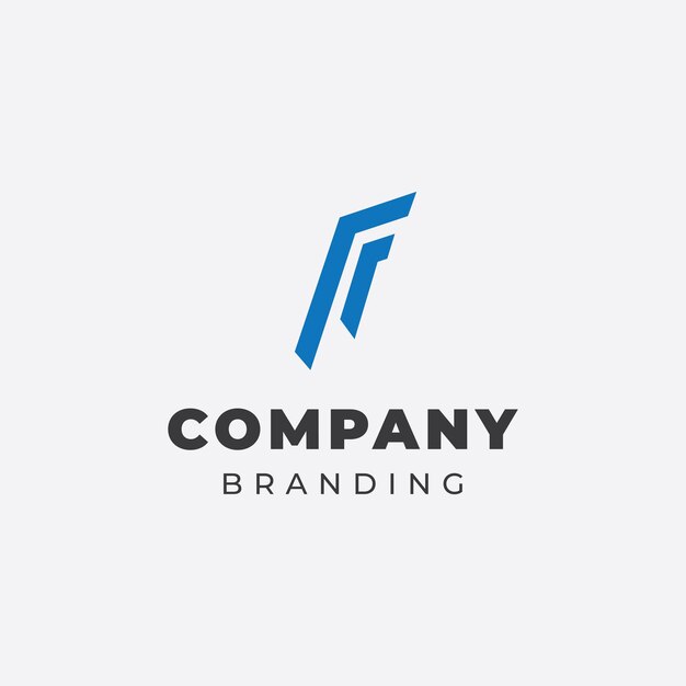 Diseño de logotipo geométrico en forma de letra F en azul