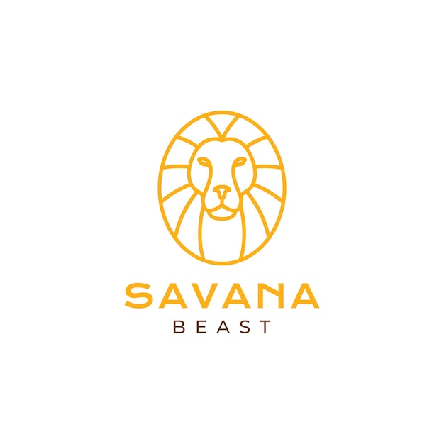 Diseño de logotipo geométrico de león de bestia de cara mínima