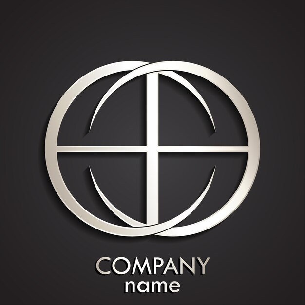 diseño de logotipo geométrico lineal de doble círculo plateado