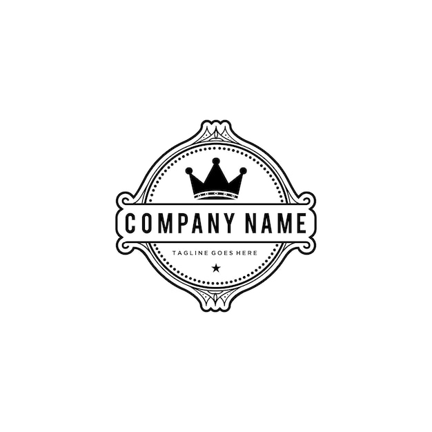 Diseño de logotipo geométrico de lujo de signo de corona moderno de ilustración