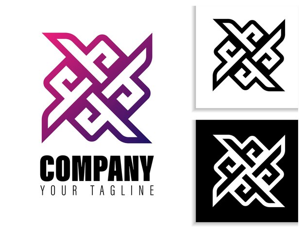 diseño de logotipo geométrico simple en color gradiente