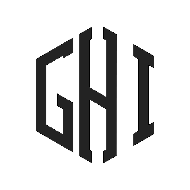 Diseño del logotipo GHI Letra inicial GHI Monograma Logotipo con forma de hexágono