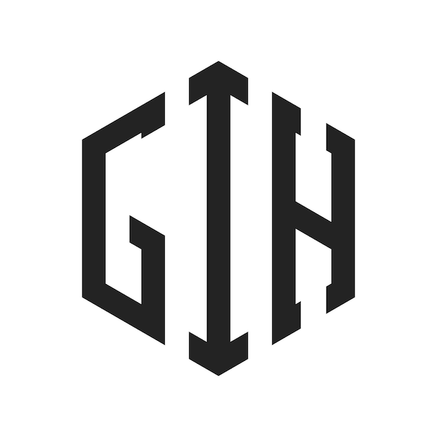 Diseño del logotipo GIH Letra inicial GIH Monograma Logotipo con forma de hexágono