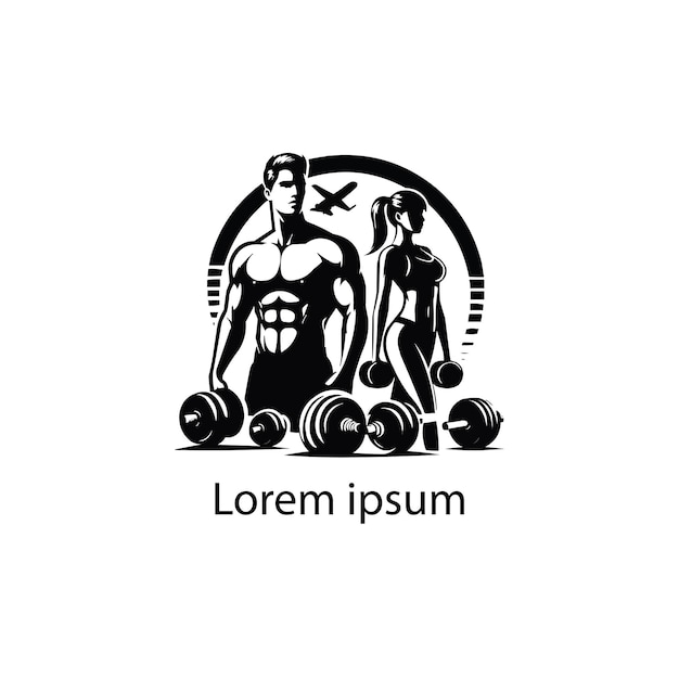 diseño de logotipo de gimnasio para hombres y mujeres en fondo blanco
