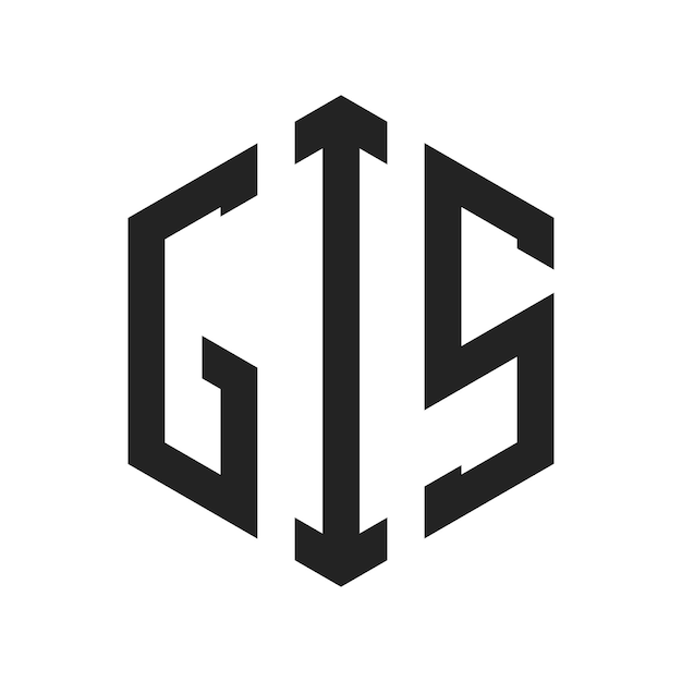 Diseño del logotipo GIS Letra inicial GIS Monograma Logotipo con forma de hexágono