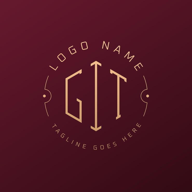 Vector diseño de logotipo de git de lujo carta elegante git monograma logotipo minimalista poligono plantilla de diseño de logotipo git