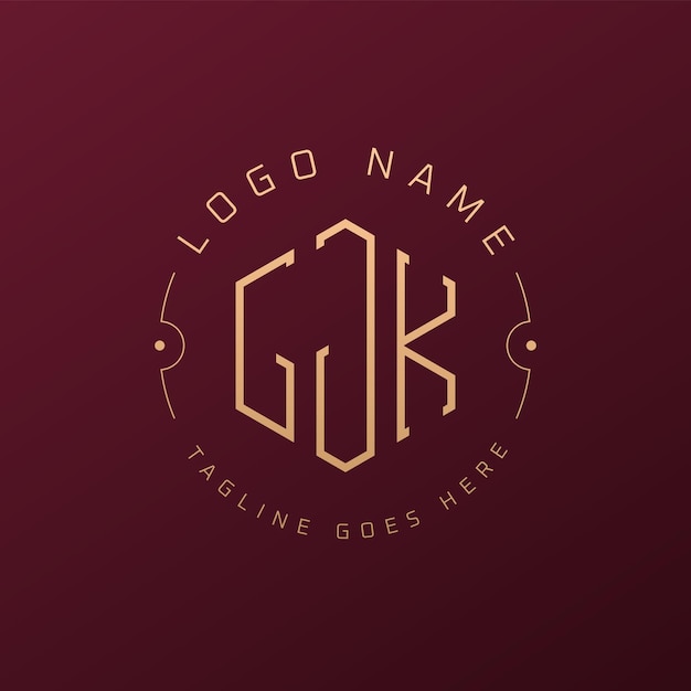 Diseño de logotipo de GJK de lujo Letra elegante GJK Monograma Logotipo minimalista Poligono Template de diseño de logotipo GJK