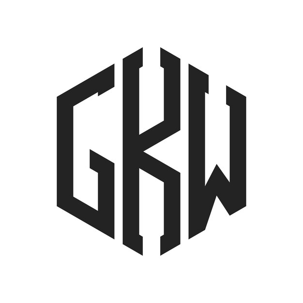 Diseño del logotipo de GKW Letra inicial GKW Monograma Logotipo con forma de hexágono