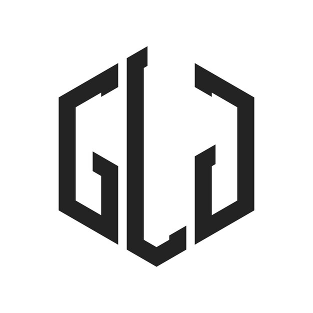 Diseño del logotipo GLJ Letra inicial GLJ Monograma Logotipo con forma de hexágono