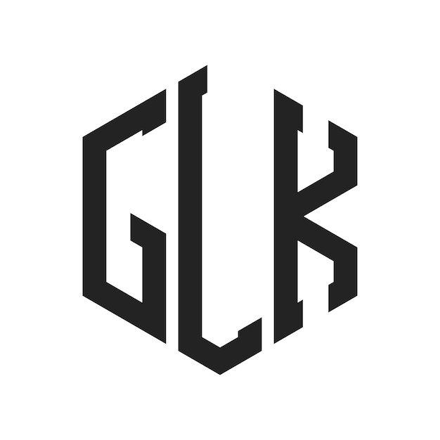 Diseño del logotipo GLK Letra inicial GLK Monograma Logotipo con forma de hexágono