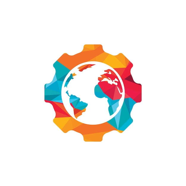 Diseño del logotipo global del vector de engranajes