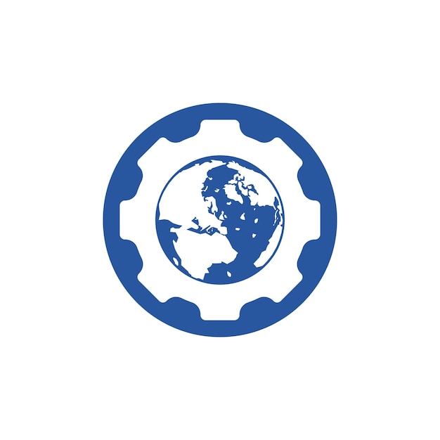 Diseño del logotipo global del vector de engranajes
